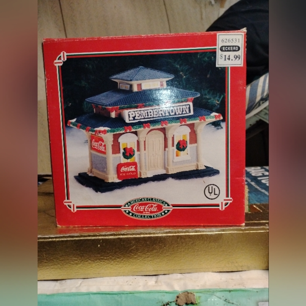 Vintage Coca-Cola Red and White Train Station Decor
